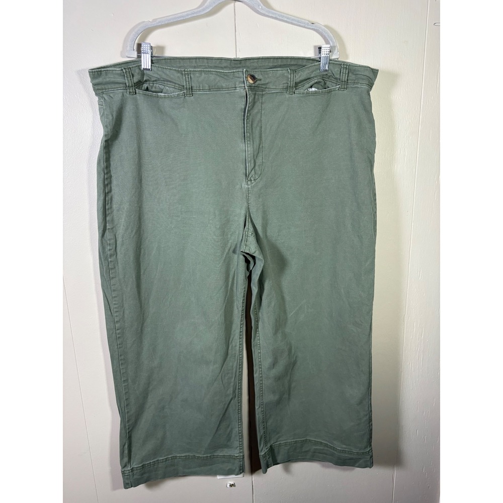 Old Navy High Rise Wide Leg Capri Pants Plus 24 Sage Green Coastal Gorp Earthy